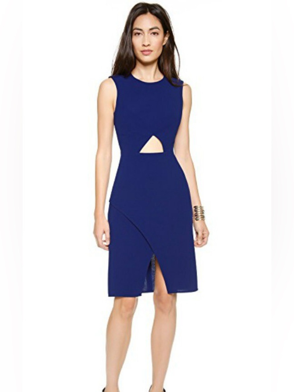 BCBGMaxAzria Royal Blue Midi Sheath Dress with Front Cutout